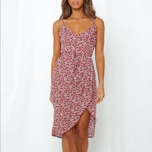 NWT Hello Molly Wine Dress with tie sleeves